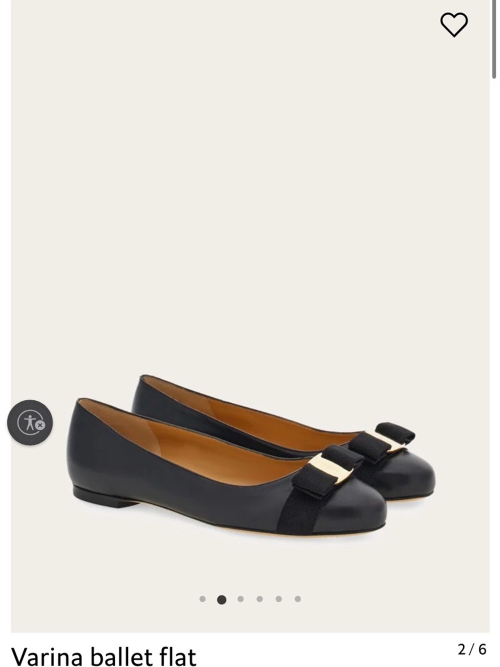 Salvatore Ferragamo Black Leather Bow Ballet Flats with Gold Hardware - Picture 2 of 8